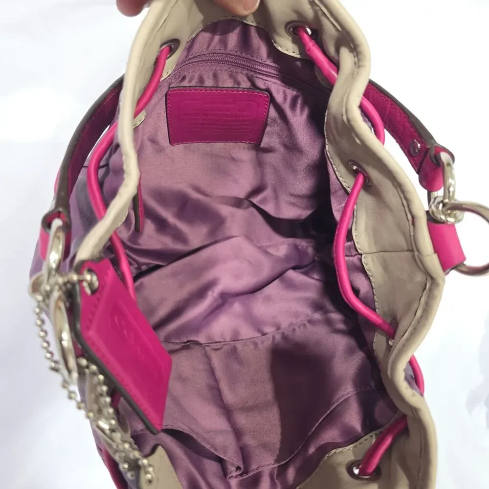 Coach Daisy Spectator Drawstring Purse Handbag Purple Plum Leather G1361-F25662